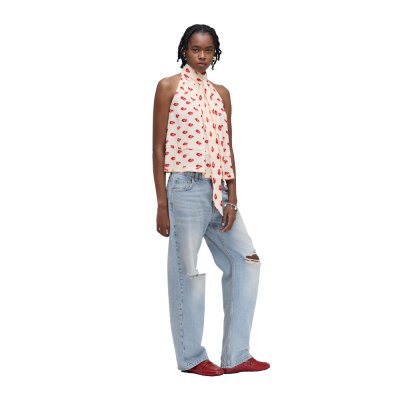 THE KISS LIPS LIPS HALTERNECK TIE TOP